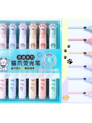 Marca-Texto Gatinho Meowy  Ponta Única - Arco Iris