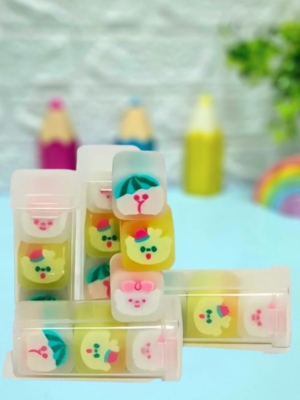 Potinho com 3 Mini Borrachinhas Ursinhos - Arco Iris